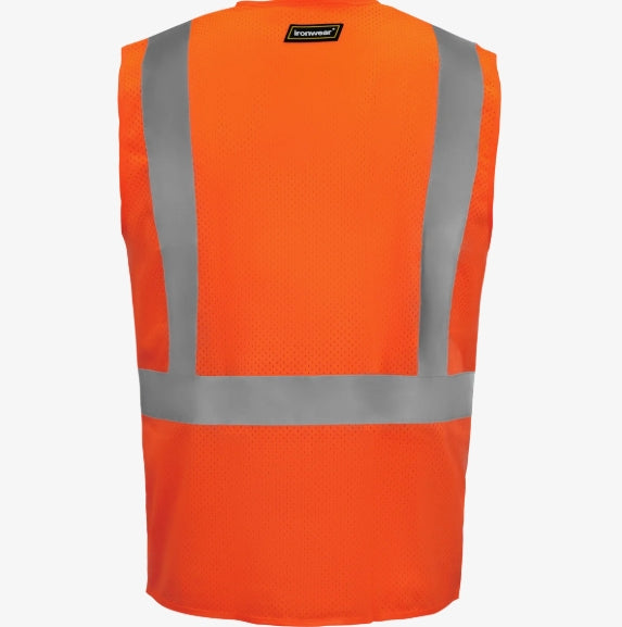 Type R Class 2 Hi Vis Reflective Mesh Safety Vest w/ Zipper & 5 Pockets