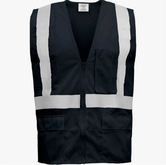 Type R Class 2 Hi Vis Reflective Mesh Safety Vest w/ Zipper & 5 Pockets