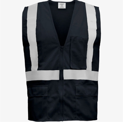 Type R Class 2 Hi Vis Reflective Mesh Safety Vest w/ Zipper & 5 Pockets
