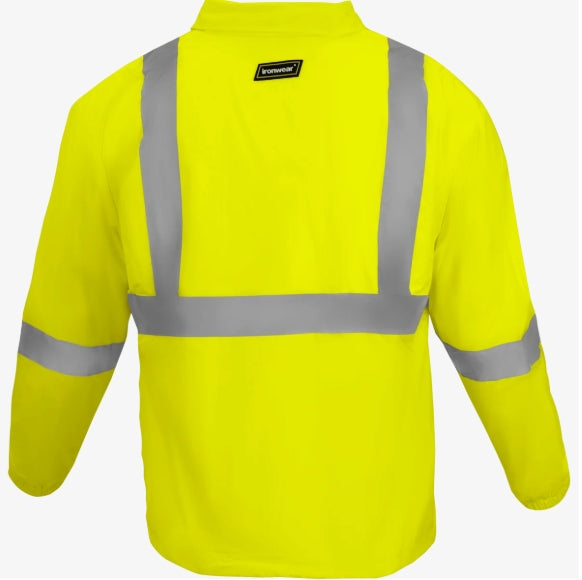 Class 3 Hi Vis Reflective Windbreaker w/ Rayon Liner, Drawstring Waist & 2 Pockets