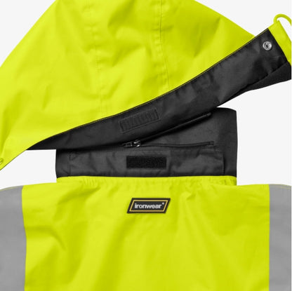 Class 3 Two Tone Hi Vis Drawstring Hooded Bomber Jacket w/ Reflective Tape